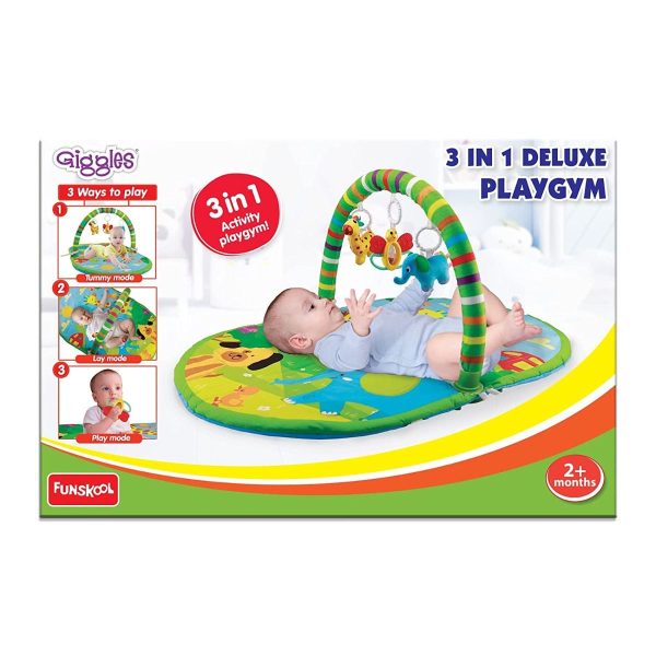 Funskool Giggles Deluxe Play Gym, Pink Colour Activity Playgym, 3 in 1 Modes of Play, with Arch and 3 Toys, Easy to Clean and wash, for 2 Month + Upto 6 Months. - Image 4