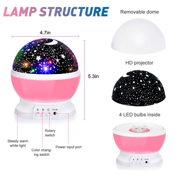 Star Master Rotating 360 Degree Moon Night Light Lamp Projector with Colors and USB Cable,Lamp for Kids Room Night Bulb (Multi Color,Pack of 1) (Random) - Image 5