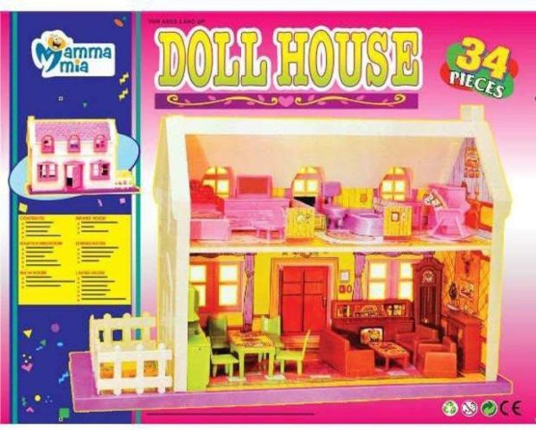 Mamma Mia Little Doll House Playset- Set of 34 Pieces
