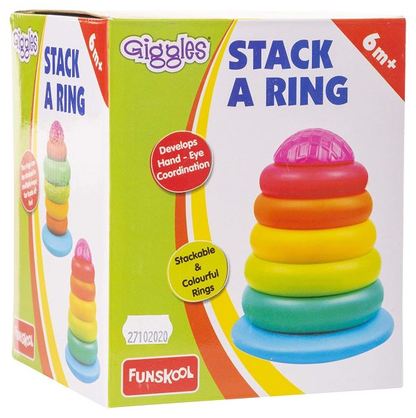 Funskool Giggles - Stack A Ring , Multicolour Stacking Toy With 5 Colourful Rings, Helps To Grasp,Shake And Stack, 12 Months & Above, Infant And Preschool Toys - Image 4