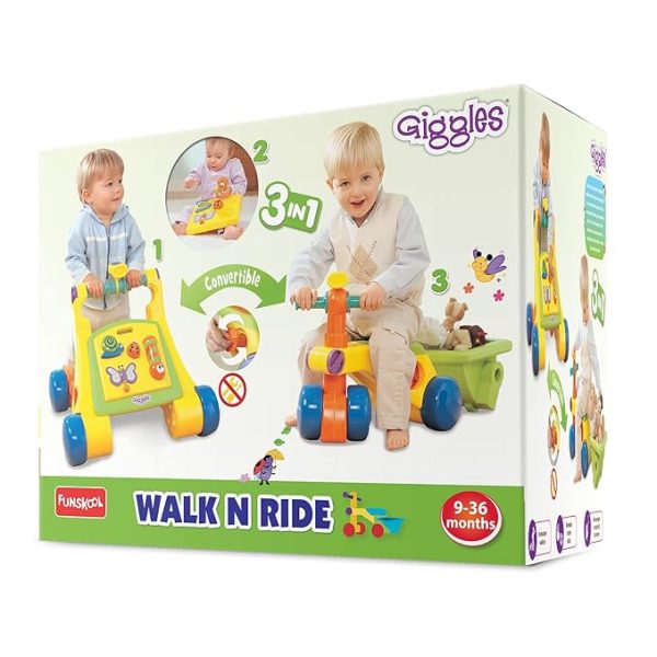 Funskool Giggles, Walk N Ride, 3 in 1 Activity Toy, Walker and Trike, Detachable Pull-Along Trailer, Sturdy and Safe, 9 Months to 3 Years - Image 5