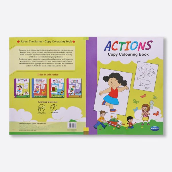 Navneet Theme Copy Colouring Book - Set of 4 books - Actions, Sports, Animals & their babies, Insects - Painting and colouring books for kids - Image 8