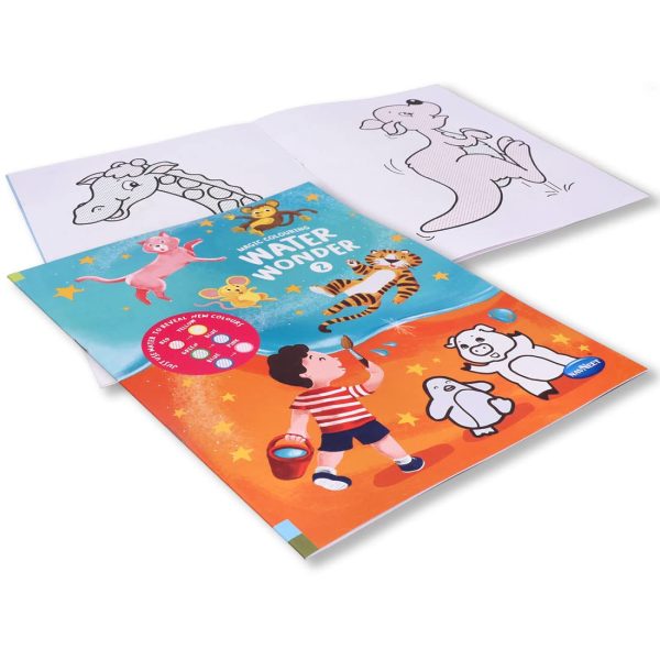 Navneet Water Wonder colouring books I and II, child friendly with various pictures. - Image 2