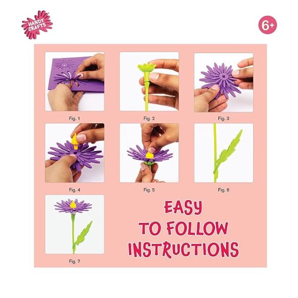 Funskool Handyfcrafts Little Florist,Make 16 Foam Flowers,30+ Interesting Facts About Flowers, Arts and Craft Kit DIY Kit, Ages 6 and Above, Multicolor - Image 6