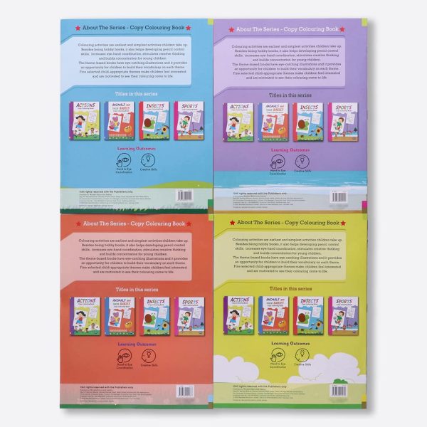 Navneet Theme Copy Colouring Book - Set of 4 books - Actions, Sports, Animals & their babies, Insects - Painting and colouring books for kids - Image 9