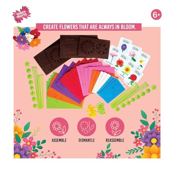 Funskool Handyfcrafts Little Florist,Make 16 Foam Flowers,30+ Interesting Facts About Flowers, Arts and Craft Kit DIY Kit, Ages 6 and Above, Multicolor - Image 2
