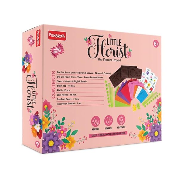 Funskool Handyfcrafts Little Florist,Make 16 Foam Flowers,30+ Interesting Facts About Flowers, Arts and Craft Kit DIY Kit, Ages 6 and Above, Multicolor - Image 5