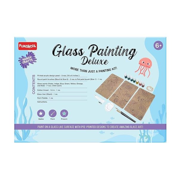 Funskool Handycrafts Glass Painting Deluxe, Arts and Crafts Kit, Create a Colourful Wall Hanging, Ages 6 Years and Above, Multicolour - Image 3