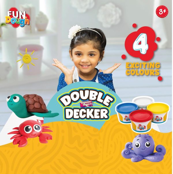 Fundough - Double Decker ,Shaping and Sculpting , 3years + , Multi-Colour - Image 6