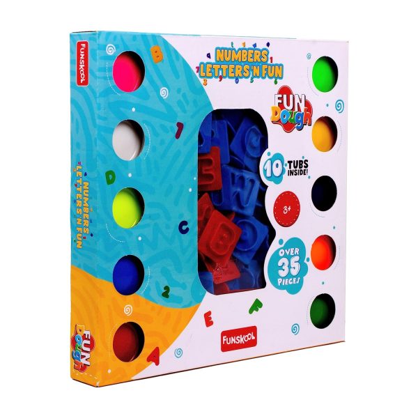 Funskool Fundough Playset Numbers Letters N Fun, an exciting and informative 35 Piece playset, Multicolour, Dough, Toy, Shaping, Sculpting, 3 Years and Above