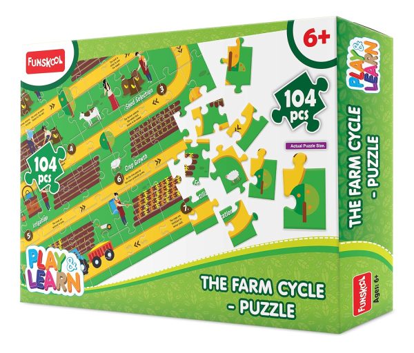 Funskool Play N Learn-Farming Cycle, Educational,104 Pieces, Puzzle, for 6 Year Old Kids and Above,Toy