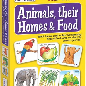 Creative’s Animals, Their Homes & Food - Educational Vocabulary Game - Self-Correcting Match-Ups with Wild & Domestic Animals - Learn Animal Names, Habitats & Food - Pre-School for Kids Ages 3 & Up