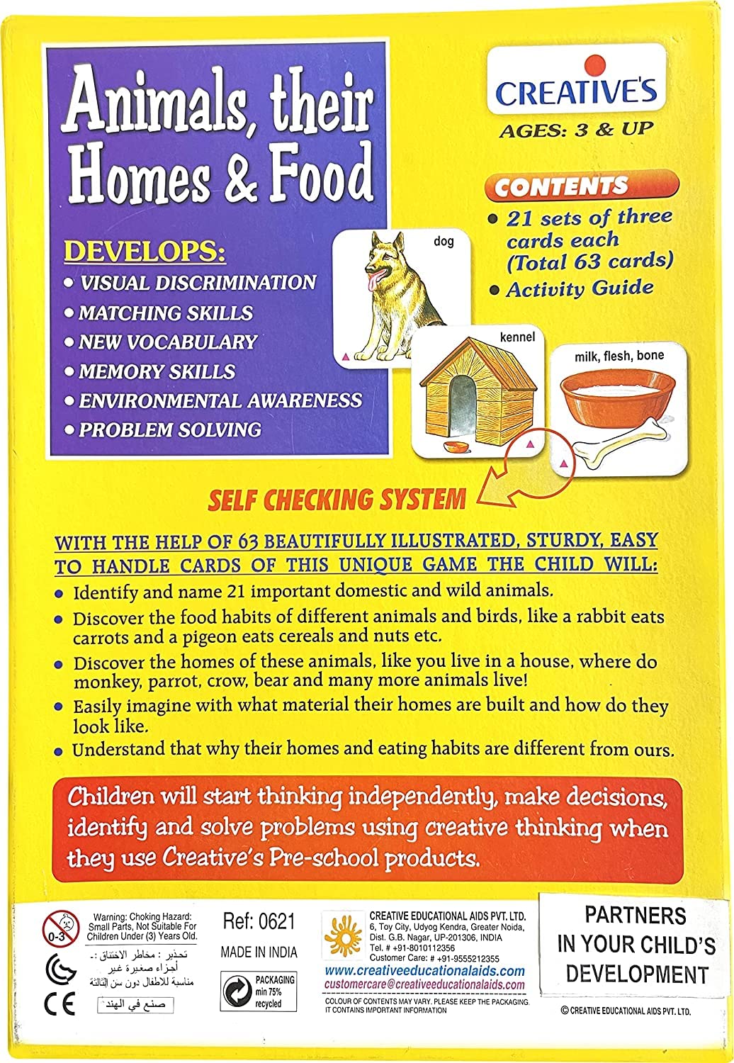 Creative’s Animals, Their Homes & Food - Educational Vocabulary Game - Self-Correcting Match-Ups with Wild & Domestic Animals - Learn Animal Names, Habitats & Food - Pre-School for Kids Ages 3 & Up - Image 4