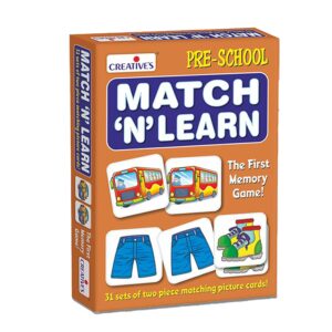Creative's Match N Learn Preschool Educational Matching Game Toddler Cognitive Learning Cards Observation, Memory & Visual Discrimination Toy 62 Picture Cards, Ages 3+