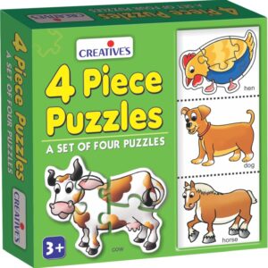 Creative's 4 Piece Puzzles A Set Of Four Puzzles In A Box That Helps In Developing Visual Discrimination Hand-Eye Coordination&Problem Solving&Awareness About Domestic Animals,Kid Ages 3+
