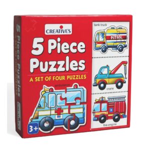 Creative's 5 Piece Puzzles Educational Jigsaw Fun With Learning Toy Game Special Vehicle 5 Piece Puzzles Knowledge Of Special Vehicle (Tank Truck, Crane, Fire Engine, Ambulance) Ages 3+
