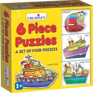 Creative's 6 Piece Puzzle Educational Jigsaw Fun With Learning Toy Game Water Transport 6 Piece Puzzles Knowledge Of Water Transport (Ship, Motor Boat ,Cargo Ship & Sailboat ) Ages 3+