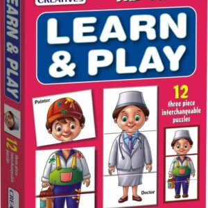 Creative's Learn and Play Educational Puzzle Game Learn & Identify & Name 12 Important Community Helpers Doctor, Painter, Lawyer, Teacher & More | Fun with Learn Game,Ages 2+