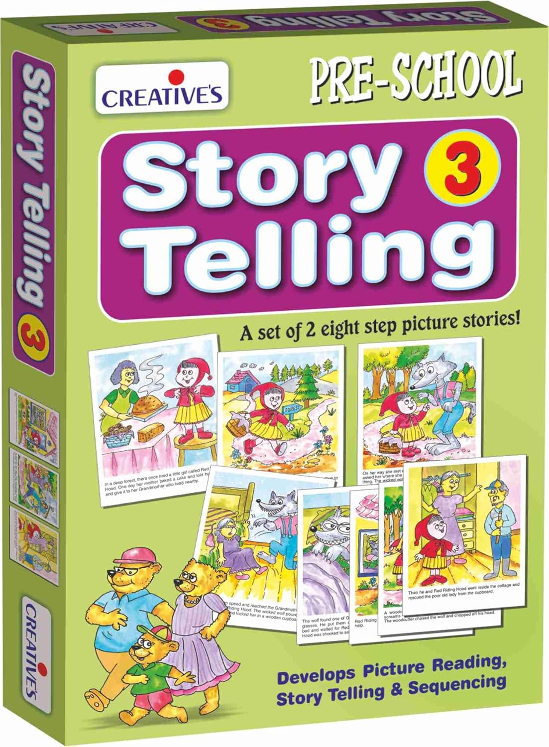 Creative's Story Telling - 3 Story Cards Learning & Educational Story Telling Series Pre-School Story Telling Games Red Riding Hood & The Three Bears, Ages 3+