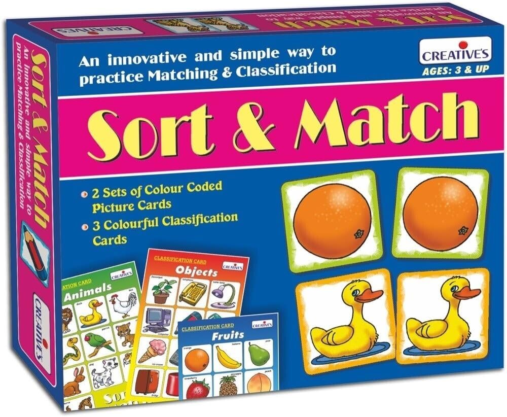 Creative’s Sort & Match 31 Picture Pairs & Classification Boards Memory & Sorting Game for Kids Learn to Match, Group & Classify Everyday Objects Educational Game, Ages 3+