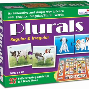 Creative's Plurals Regular & Irregular - 2-in-1 Educational Game for Kids - 27 Self-Correcting Match-Ups & Colourful Play Board - Learn Singular & Plural Word Cards, Age 4+