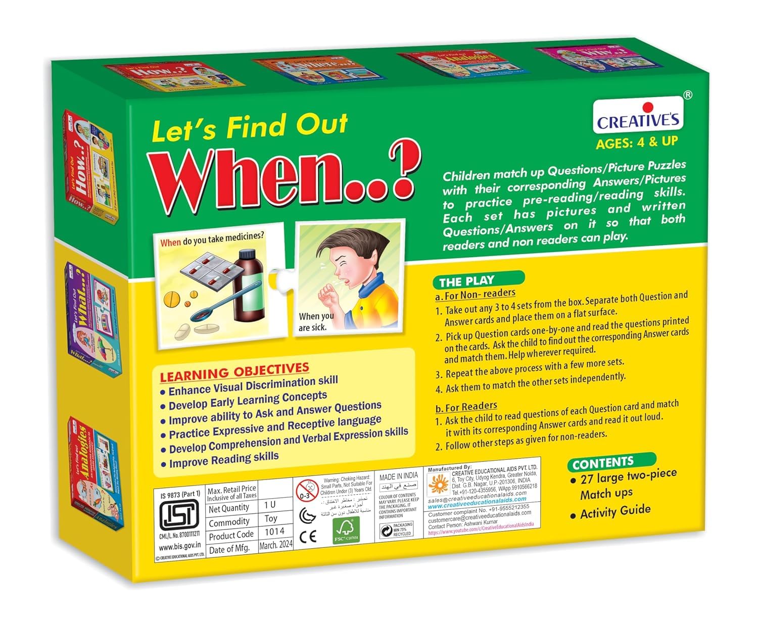 Creative's Let's Find Out- When? Question - Answer Puzzles Game Learning Games for Kids Picture Puzzle Preschool Learning Fun Educational Games, Ages 4+ - Image 2