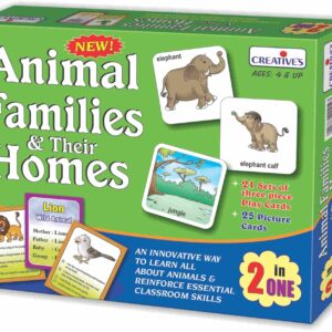 Creative’s Animal Families and Their Homes 2 in 1Pre-School Games Learn About Domestic and Wild Animals and Their Homes Learning Card Games ,Ages 4+