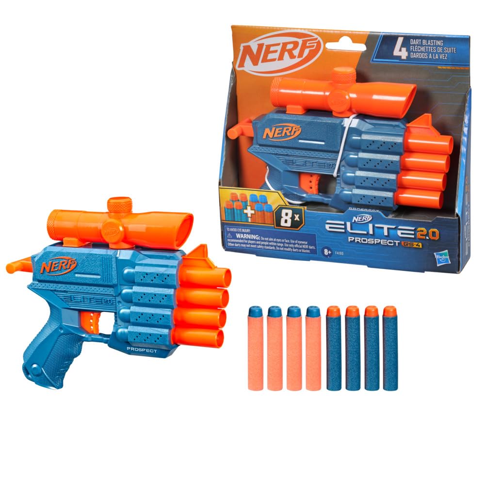 Nerf Elite 2.0 Prospect QS-4 Blaster, 8 Official Elite Darts, 4-Dart Blasting, Nonremovable Targeting Scope, Ages 8+ - Image 3