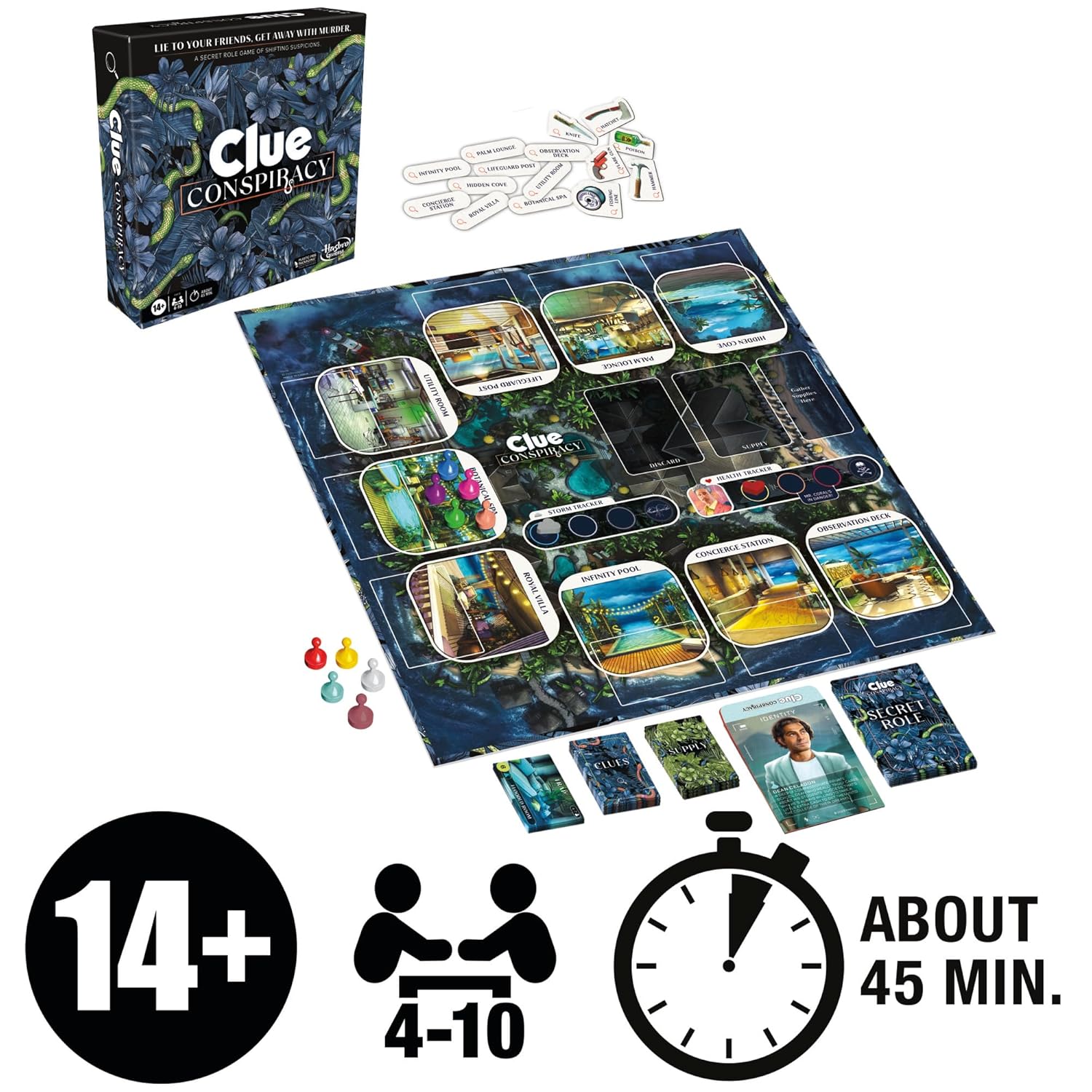 Clue Conspiracy Board Game for Adults and Teens Secret Role Strategy Games 4-10 Players 45 Mins. Mystery & Party Games Ages 14+ - Image 14