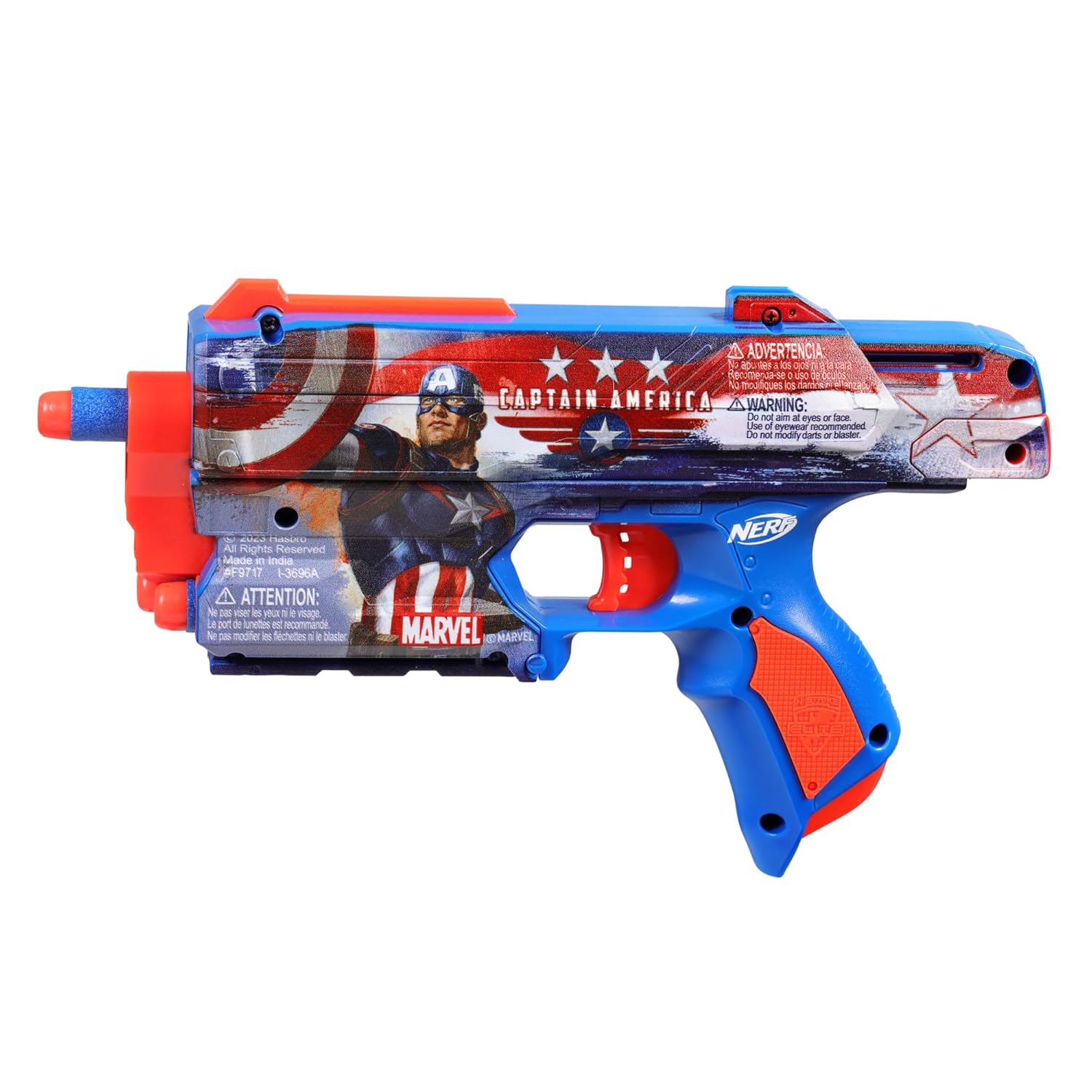 Nerf Marvel Captain America Dart Blaster, 10 Nerf Elite Darts, Holster, Toy Foam Blasters Ages 8+ - Image 5