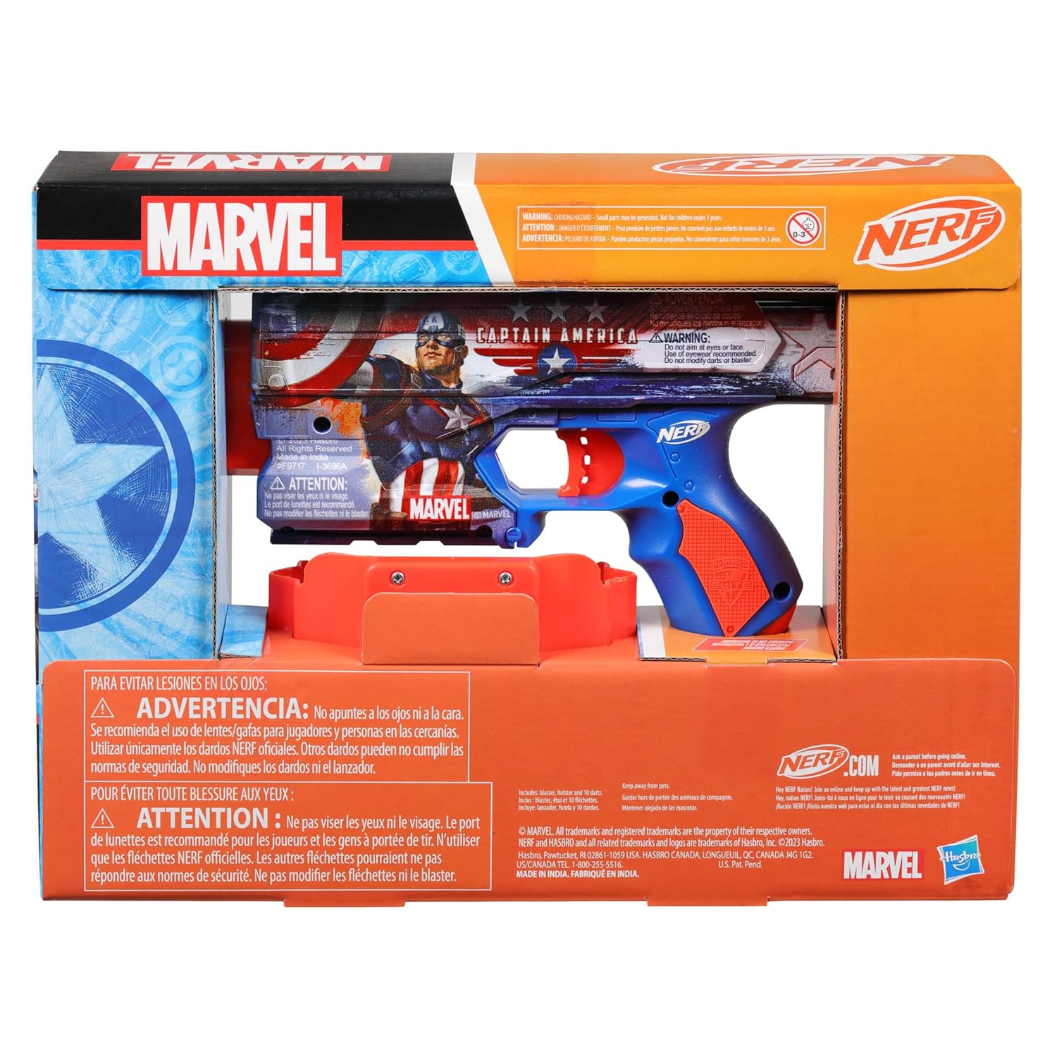 Nerf Marvel Captain America Dart Blaster, 10 Nerf Elite Darts, Holster, Toy Foam Blasters Ages 8+ - Image 7