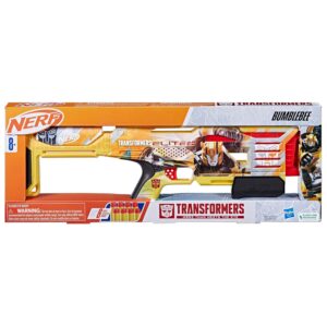 Nerf Transformers Bumblebee Dart Blaster, 8 Nerf Elite Darts, Pump Action, Toy Foam Blasters Ages 8+