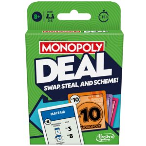 Monopoly Deal Card Game Quick-Playing Card Game Fun Games for Families and Kids 2 to 5 Players 15 Mins. Travel Games Ages 8+