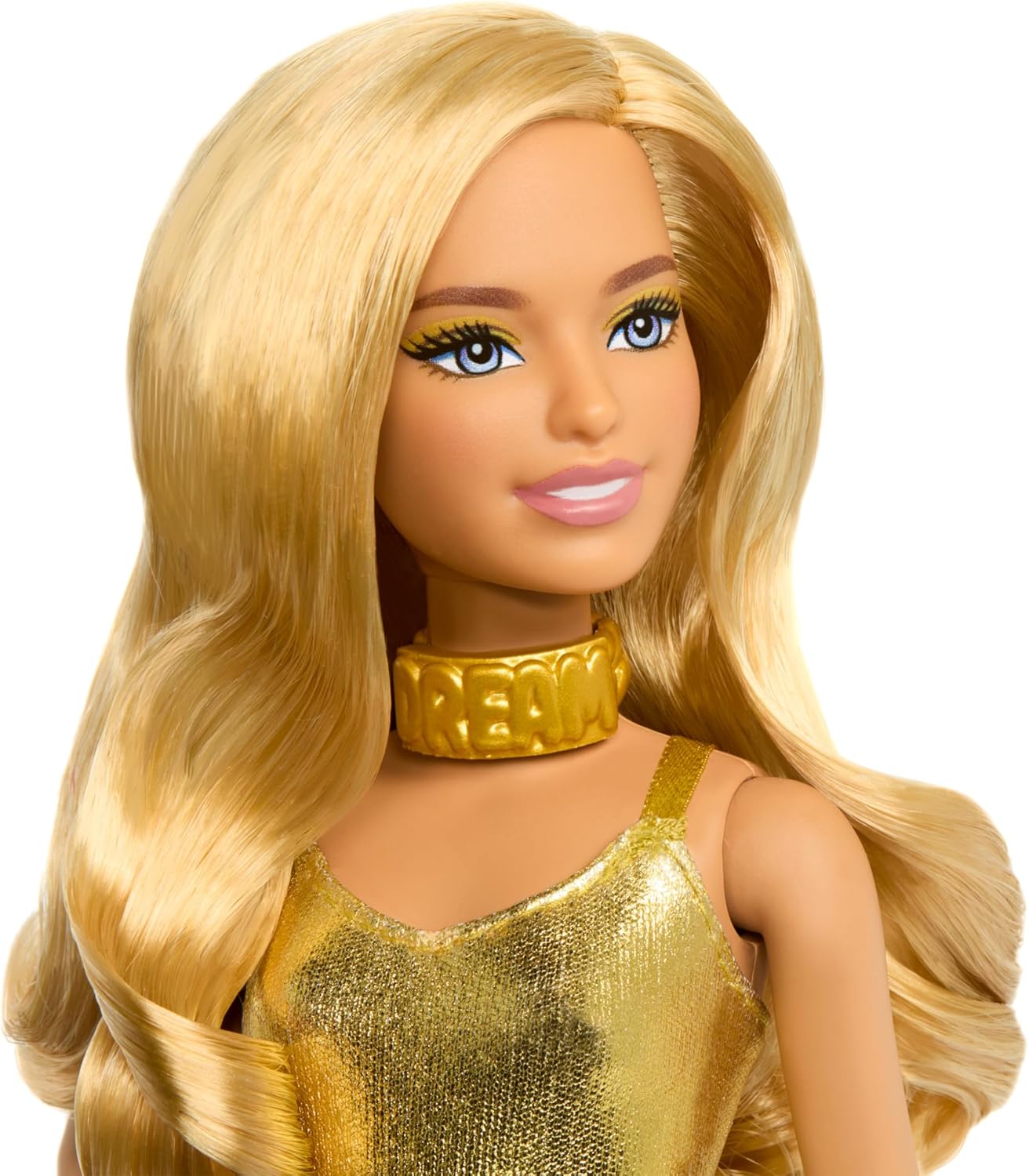 Barbie Fashionistas Doll 222, Petite Height with Wavy Blonde Hair, Gold Jumpsuit and Accessories, Collectable Fashion Doll for 65th Anniversary,Gold - Image 4