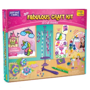 Imagimake Fabulous Craft Kit 5-in-1 Arts & Crafts Set for Kids Glass Painting, Paper Quilling, Stamp Art & More Fun DIY Gift for Girls Ages 5-9