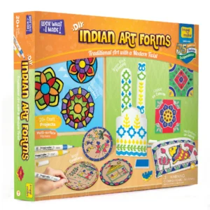 Imagimake Learn Indian Art Forms-Arts and Craft DIY Kit for Kids Ages 8-12, 5 Indian Art Forms-Madhubani, Warli, Lippan, Mandala & Block Printing, Perfect DIY Craft Kit for Kids