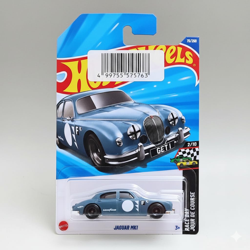 Hotwheels Jaguar MK1 Race Day Diecast Model Car, Blue, Limited Edition, Ages 3+