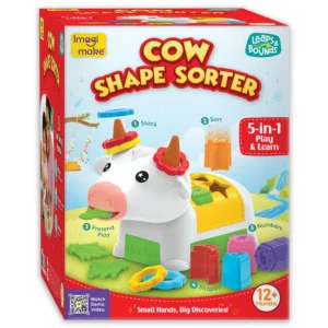 Imagimake Cow Shape Sorter Leaps & Bounds Baby Toys for 12+ Months  Educational Toy for Toddlers, Infants  5-in-1 Play & Learn Stacking, Sorting, Pretend Play  Gift for Kids 1+Year Old