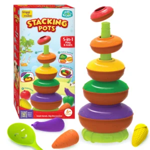 Imagimake Stacking Pots Toys Leaps & Bounds Baby Toys  Educational Toy for Toddlers, Infants 5-in-1 Play & Learn Stacking, Nesting, Pretend Play Ages 6+month