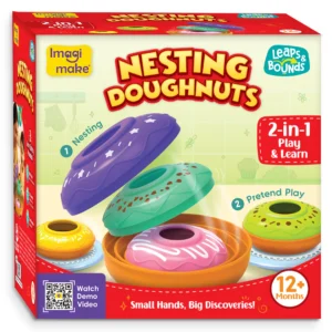 Imagimake Nesting Doughnuts Leaps & Bounds Baby Toys Educational Toy for Toddlers, Infants 2-in-1 Play & Learn Montessori Baby Toys Ages 12 Month
