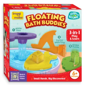 Imagimake Floating Bath Buddies Leaps & Bounds BathToy Educational Toy for Toddlers, Infants 3-in-1 Play & Learn - Water Play, Color Matching & Shape Puzzle | New Born Baby Gifts for 6+Months