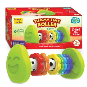 Imagimake Tummy Time Roller Leaps & Bounds Baby Toy for Toddlers, Infants 2-in-1 Play & Grow - Squeaky Sounds Non- Toxic Ages 3+Month