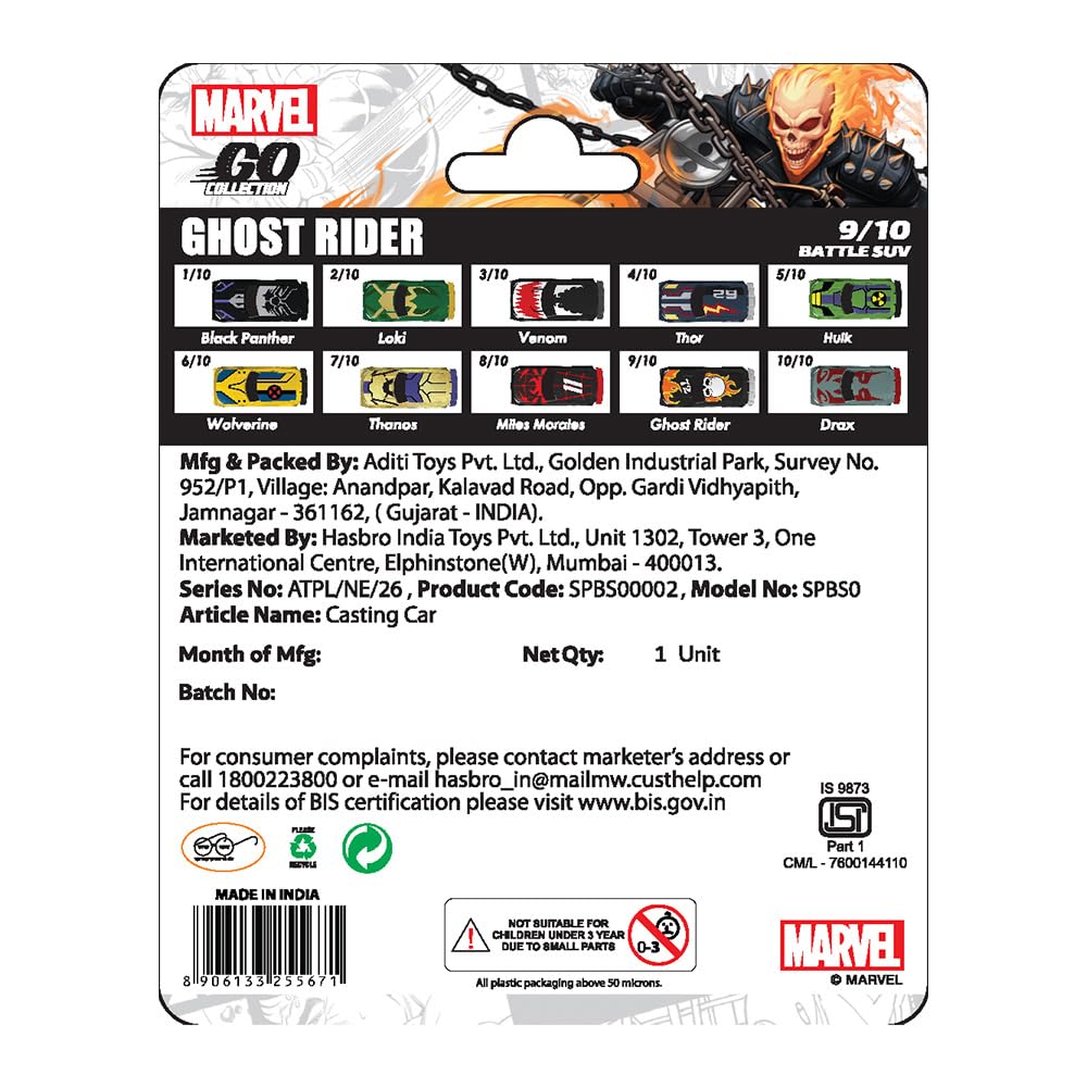 Marvel Ghost Rider 9 Diecast Battle SUV Toy Car | 1:64 Diecast Toy Car Go Collection, Ages 3+ - Image 6