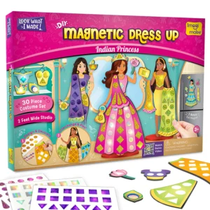 Imagimake DIY Magnetic Dress-Up Indian Princess Pretend Play Toys for Girls 30 Magnetic Dresses & Accessories Interchange & Create Unlimited Outfits Ages 3+