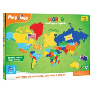 Mapology World Flags & Capitals Jigsaw Puzzle  World Map Puzzle | Educational Toys Ages 5+