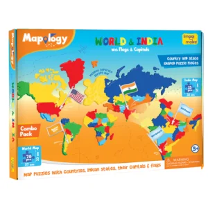 Mapology India and World Maps with Capitals - Learn Capitals and Country Flags - Educational Toy Ages 5+