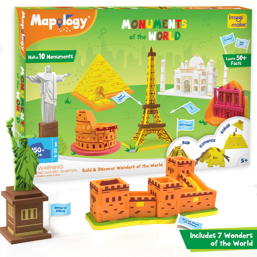 Mapology - Monuments of The World Educational Toy and Learning Aid - Puzzles Age 5 Years+