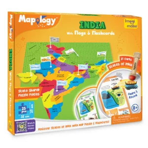 Mapology India Map with Flash Card| Swipe & Reveal Card Game Educational Toy Kids Learning Toys Puzzle Game Ages7+