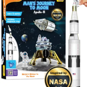 Mapology Man's Journey to Moon Mission Apollo 11 Rocket & Satellite Model Making Set 3D Puzzle Toy for Kids  Astronaut & Space Kit Ages 5+
