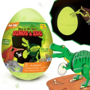 Imagimake Mapology Dino & Egg - Green Glow in The Dark Dinos & Egg 3D Dinosaur Puzzle for Kids  Build and Play with Glowing Dinosaur Toys  Kids Ages 5+